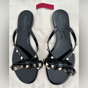 Black Valentino Rockstud Jelly Sandals